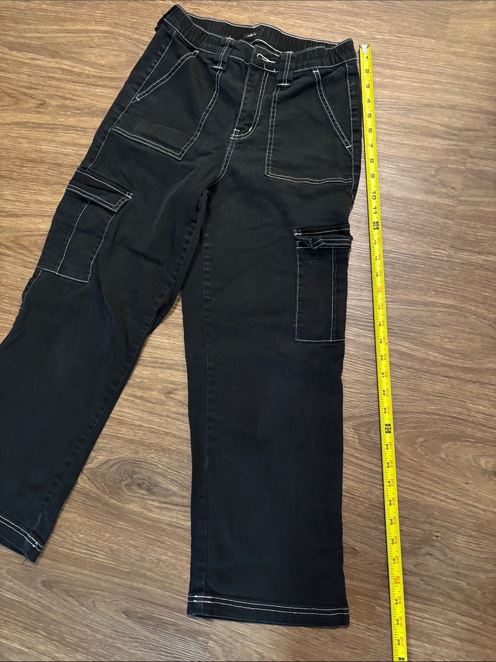 Rue21 Skater Pant Black Cargo Pants Y2K white Contrast Stitching Juniors M - Picture 2 of 6